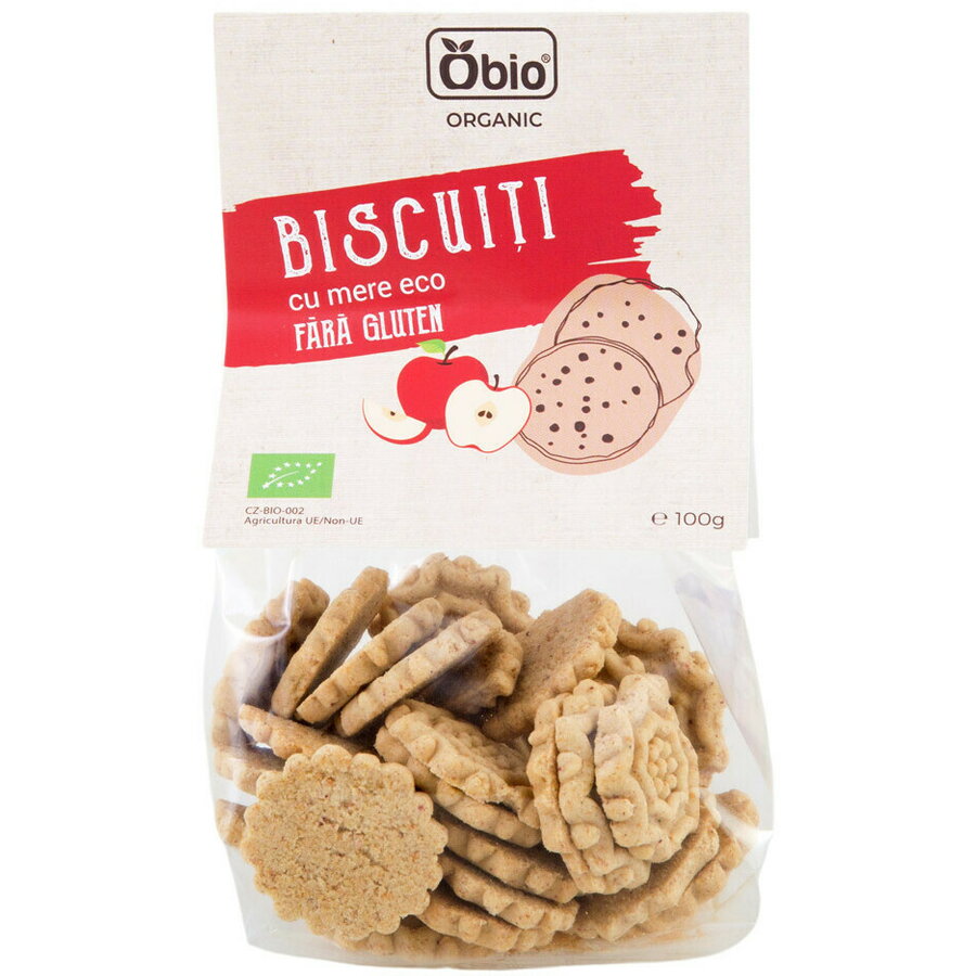 Biscuiti cu mere fara gluten bio 100g Obio