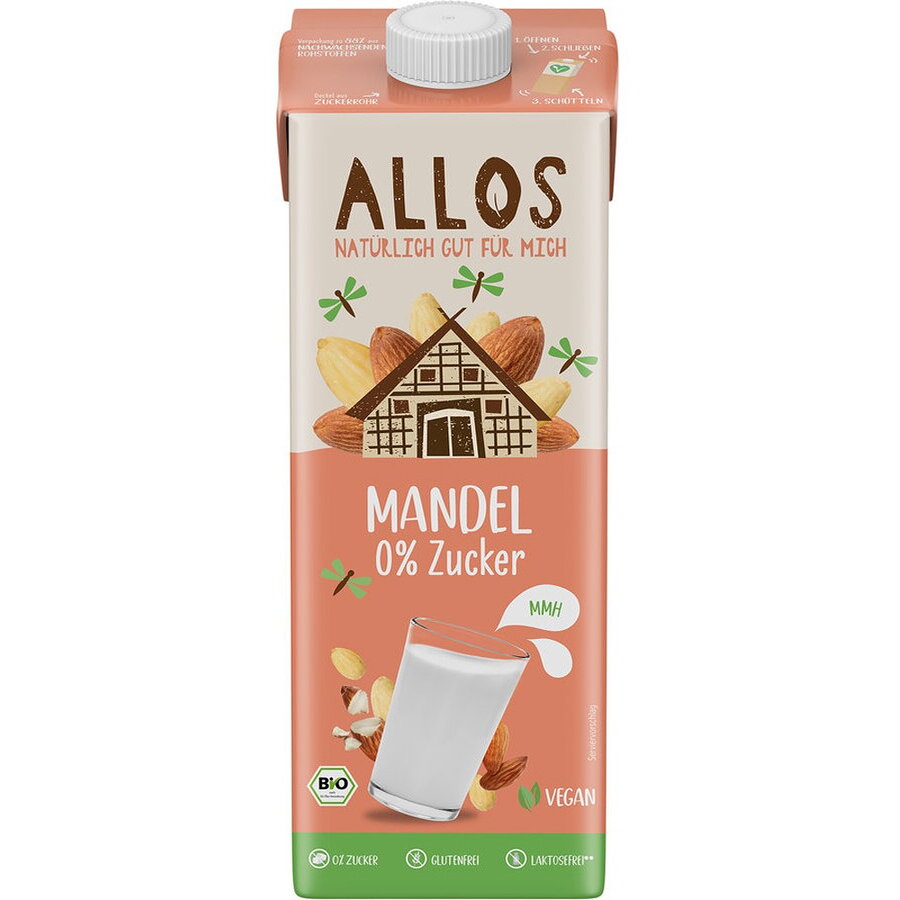 Bautura de migdale fara gluten si lactoza bio Allos, 1L