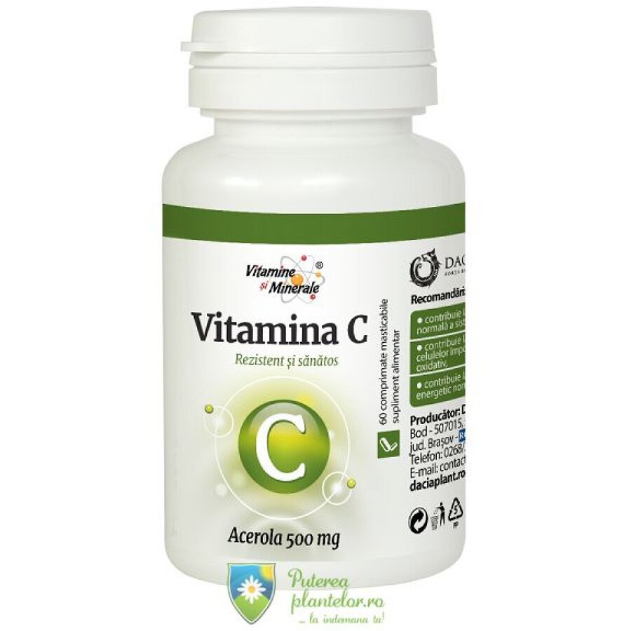 Vitamina C cu Acerola 500mg 60 comprimate masticabile