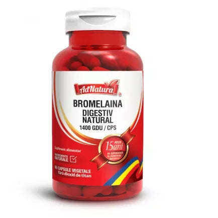 Digestiv natural, 1400 GDU Bromelaina, 60 capsule, AdNatura