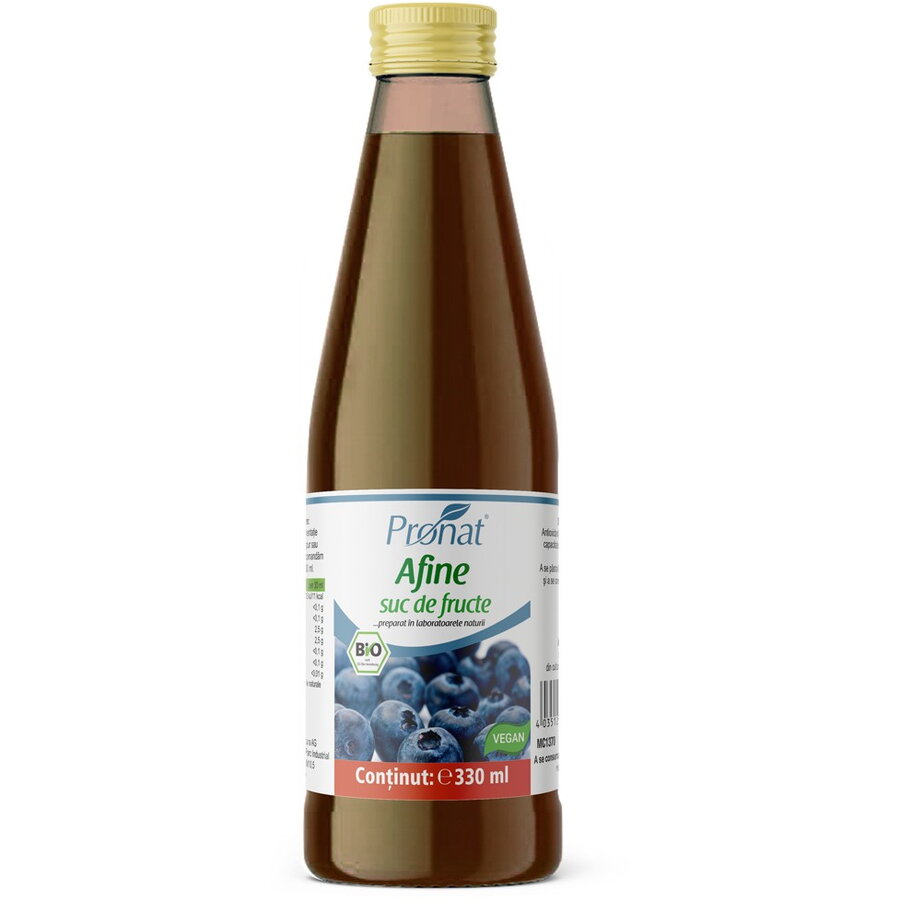 Suc din afine 100%, bio, 330ml