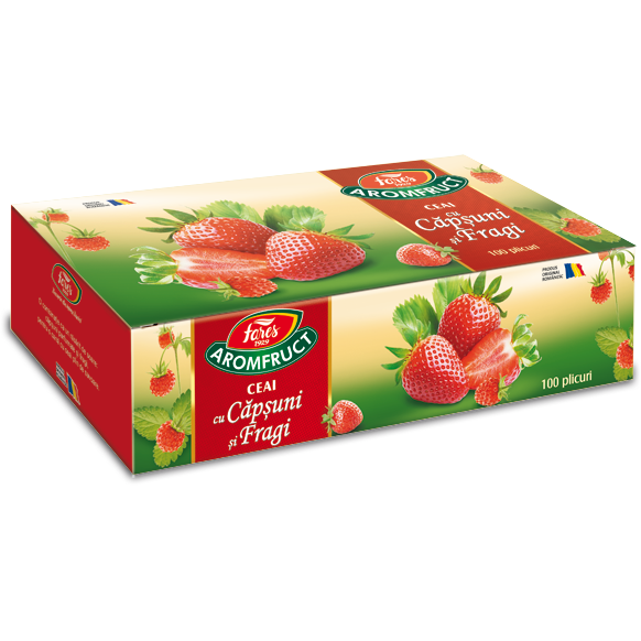 Aromfruct ceai cu capsuni si fragi, 100 plicuri