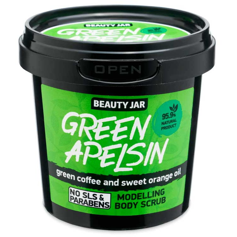 Scrub modelator pentru corp, cu cafea verde si ulei de portocala, Green Apelsin, Beauty Jar, 200 g