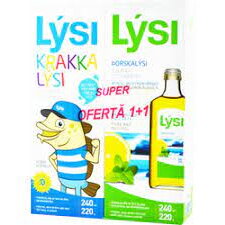 Ulei din Ficat de Cod pentru Copii 240ml + Ulei din Ficat de Cod cu Aroma de Menta si Lamaie 240ml LYSI