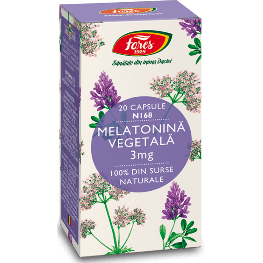 Melatonină vegetală 3mg N168, 20 capsule