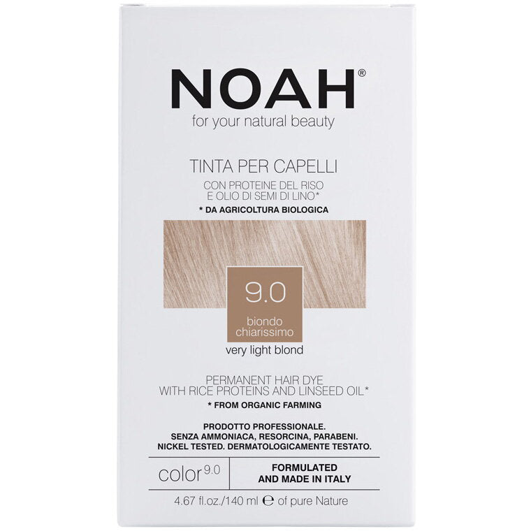 Vopsea de par naturala fara amoniac, Blond foarte deschis, 9.0, Noah, 140 ml