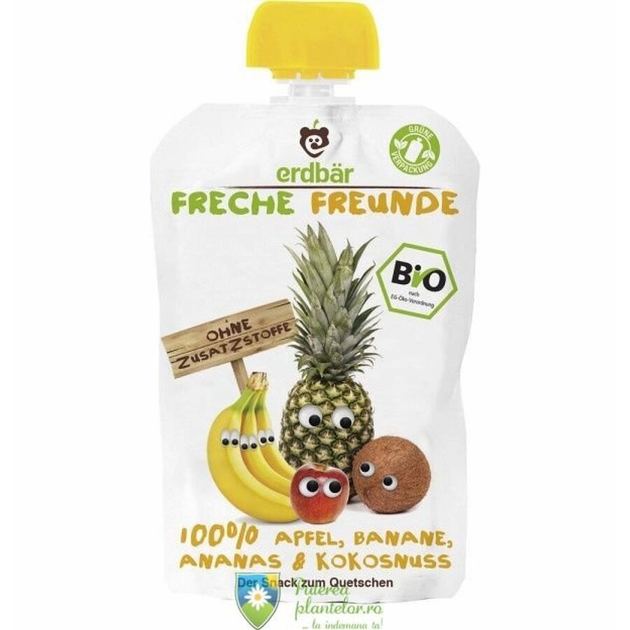 Piure de mere, banane, ananas si nuca de cocos bio 100 gr