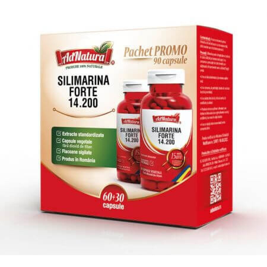 Pachet Silimarina Forte, 14.200, 60 + 30 capsule, AdNatura