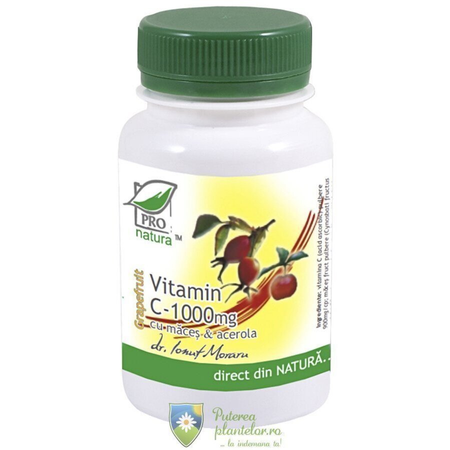 Vitamina C 1000mg grapefruit si macese 100 capsule