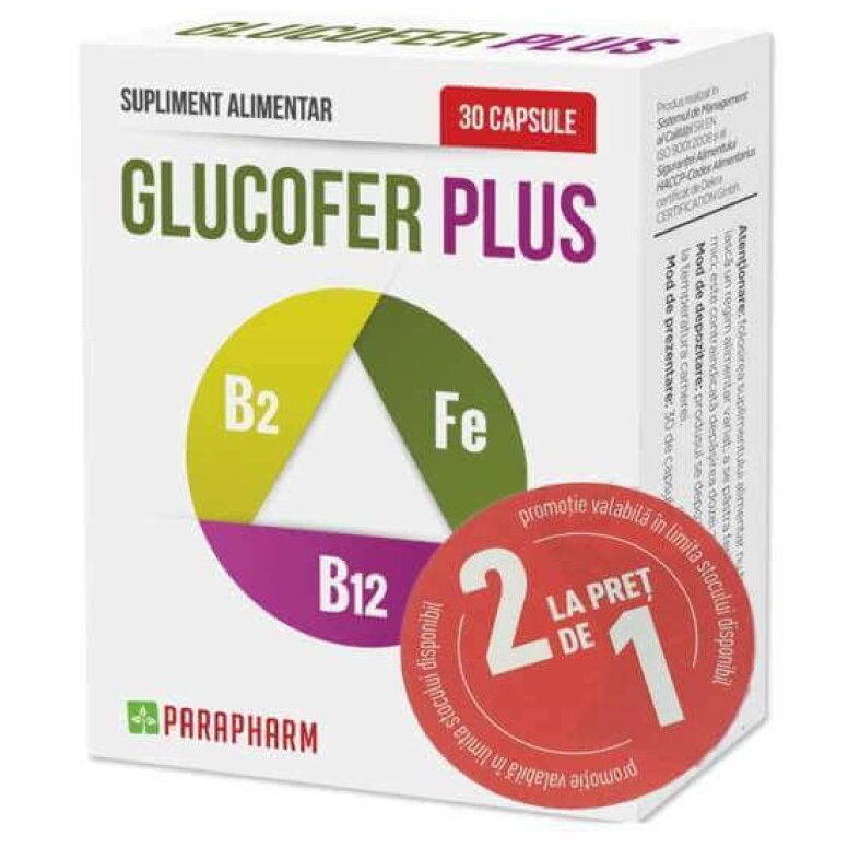 Glucofer Plus 30 capsule 1 + 1 Cadou