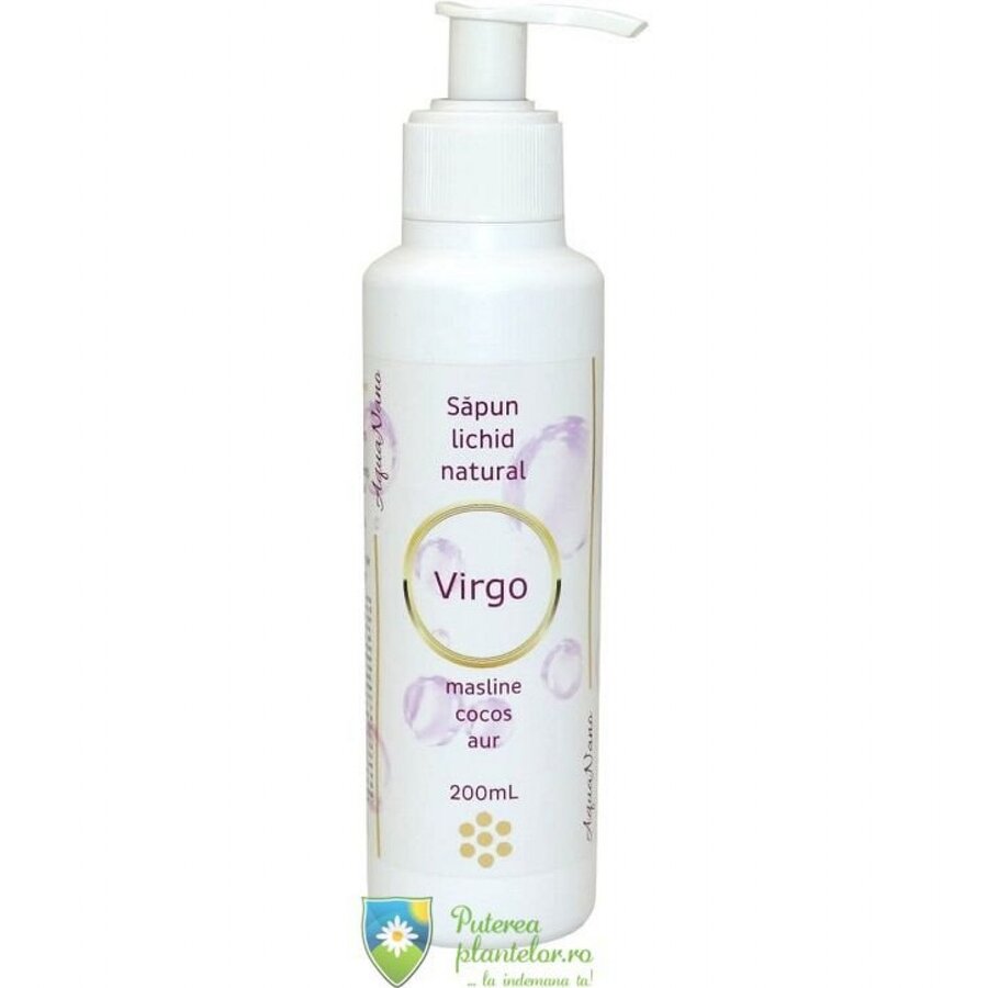 Sapun lichid natural AquaNano Virgo cu aur coloidal 200 ml