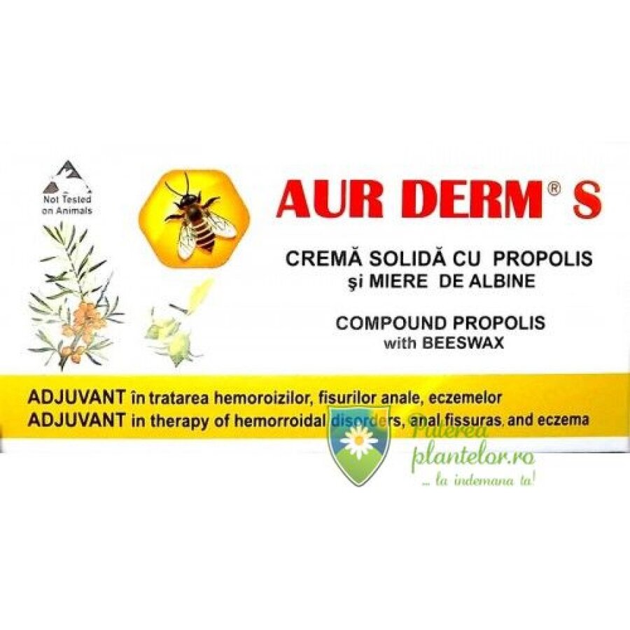 Aur Derm S supozitoare propolis si miere 15 gr (10 Buc x 1.5g)