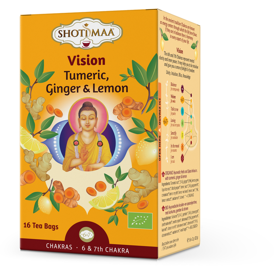 Ceai Shotimaa Chakras - Vision - turmeric, ghimbir si lamaie bio 16dz