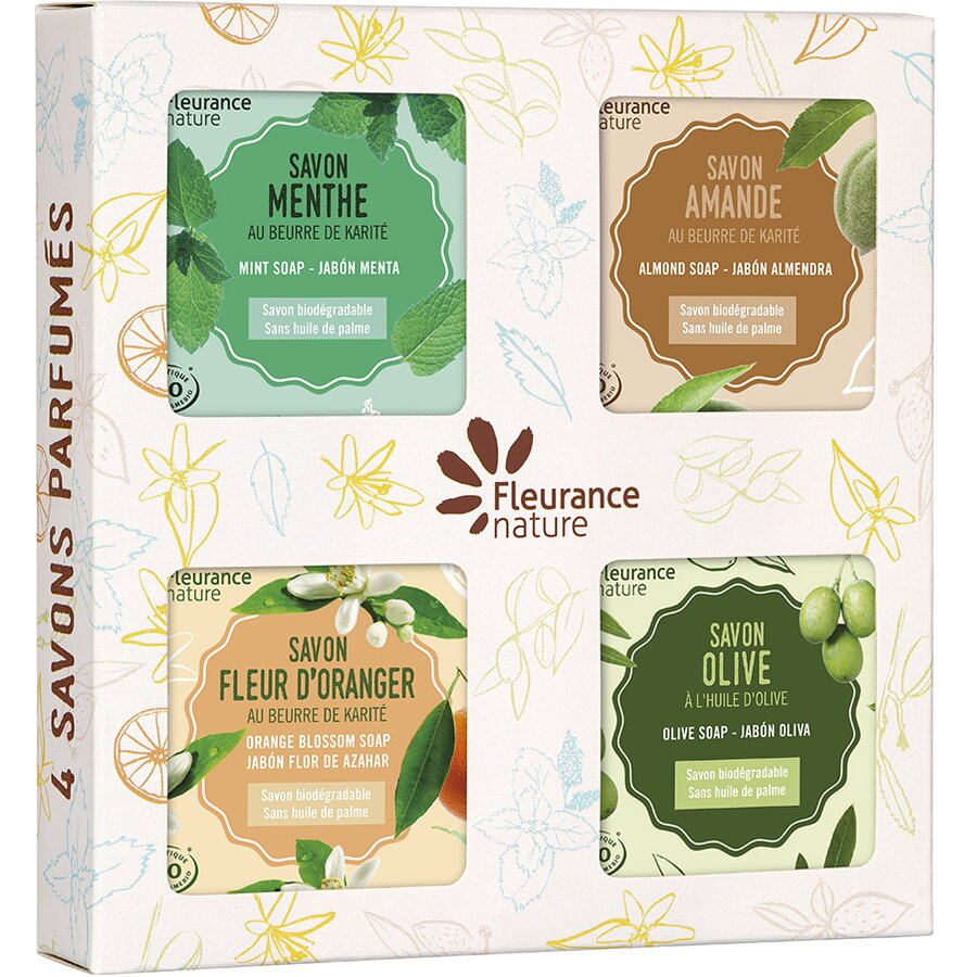 Set 4 sapunuri bio cu unt de shea 4x100g Fleurance Nature