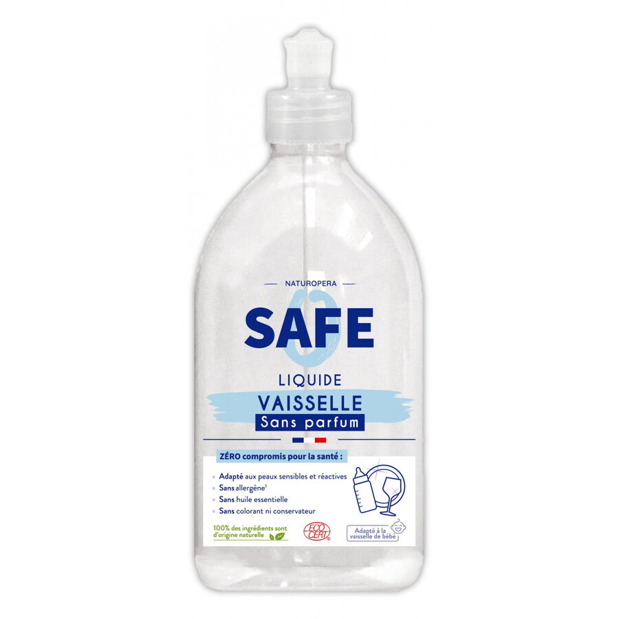 Detergent BIO pentru vase, fara parfum, fara alergeni Safe 500 ml