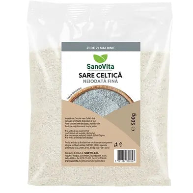 Sare Celtica fina neiodata, 500 g, Sanovita