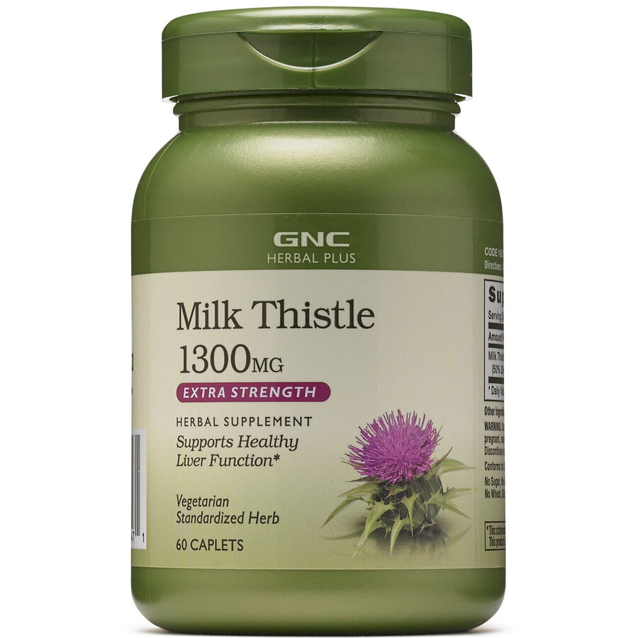 Gnc Herbal Plus Milk Thistle 1300 Mg, Extract Standardizat De Silimarina, 60 Tb