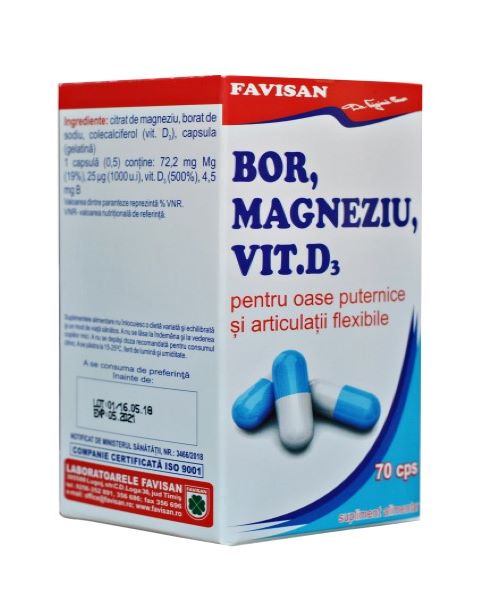 BOR, MAGNEZIU, VIT.D3 70cps