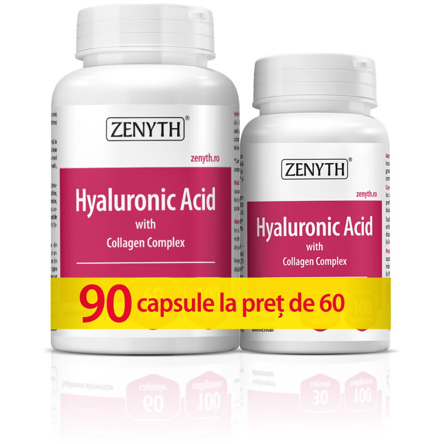 Pachet promoțional Hyaluronic Acid with Collagen Complex – 90 cps