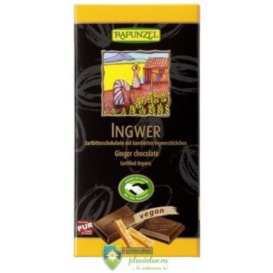 Ciocolata amaruie cu Ghimbir si 55% cacao Vegana 80 gr BIO