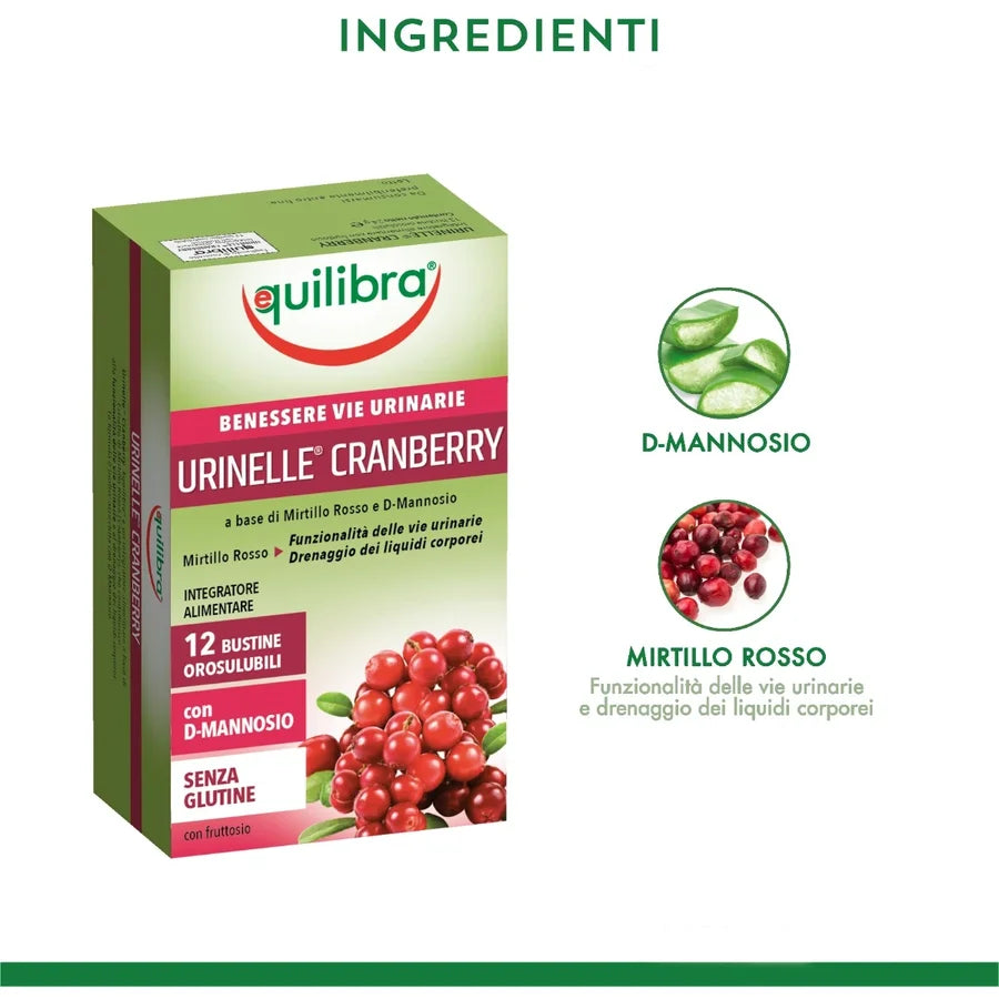 Supliment alimentar, URINELLE CRANBERRY, Pentru infectii urinare, Equilibra, 12 Plicuri, 12 g