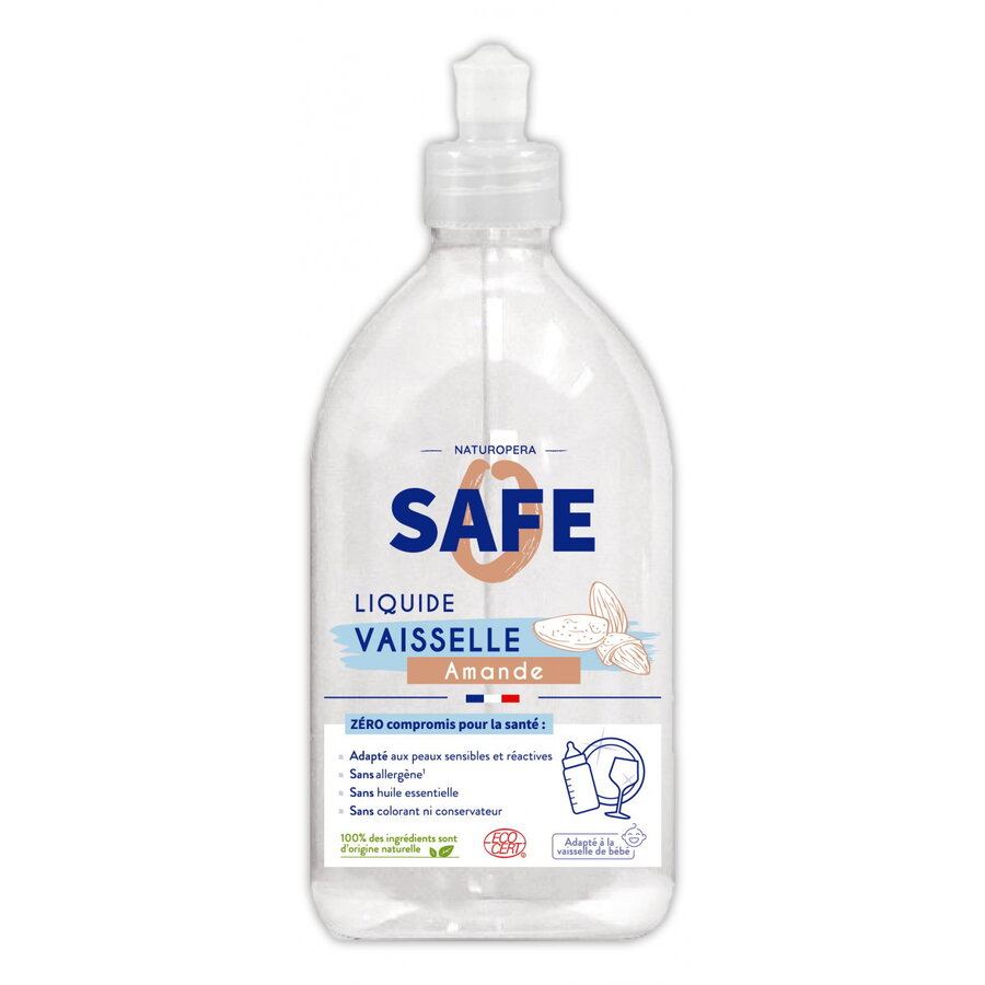 Detergent BIO pentru vase, parfum migdale, fara alergeni Safe 500 ml