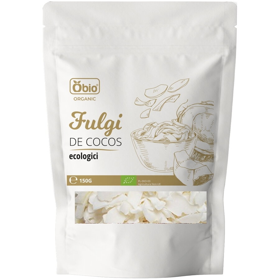 Fulgi de cocos raw bio 150g Obio