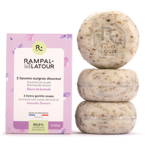 Pachet 3 sapunuri naturale flori de lavanda 375 gr