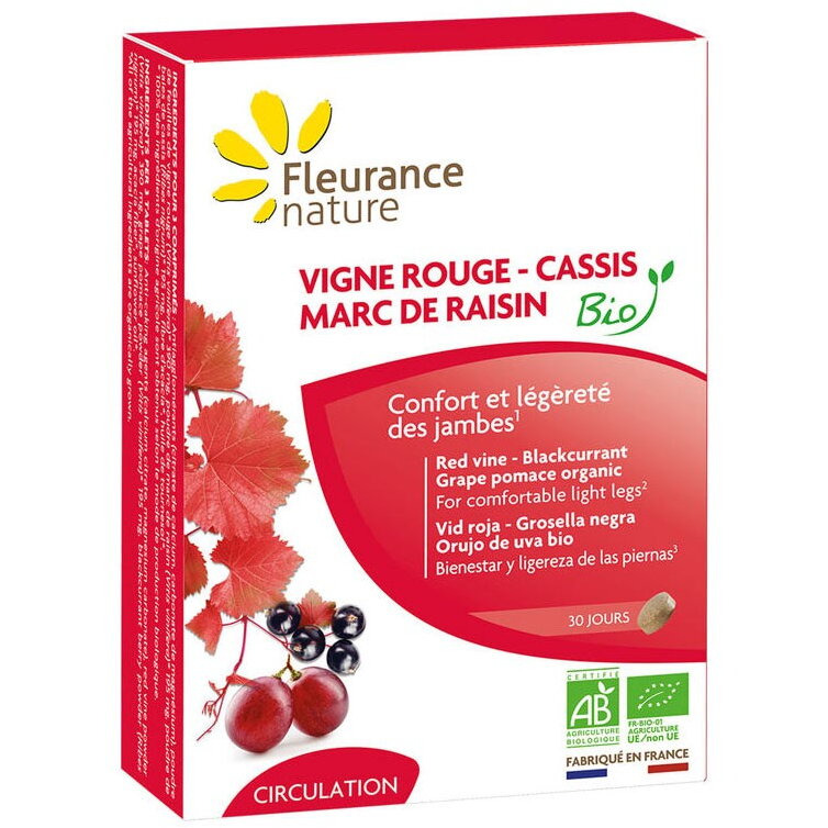 Vita de vie rosie, coacaze negre, tescovina din struguri, eco-bio, 90cpr - Fleurance Nature