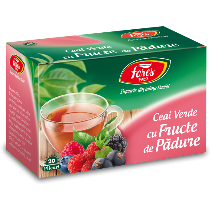 Ceai verde cu fructe de padure, 20 pliculete