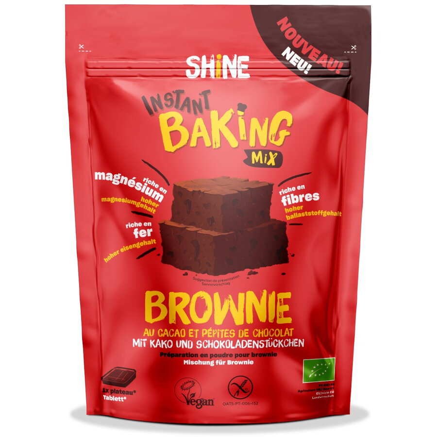 Amestec instant BIO pentru brownie, cu cacao si bucati de ciocolata Shine