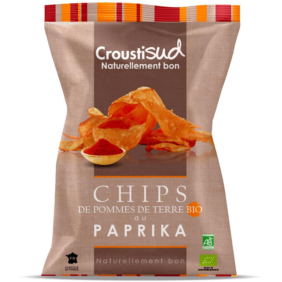 Chipsuri BIO din cartofi cu boia Croustisud 100 g