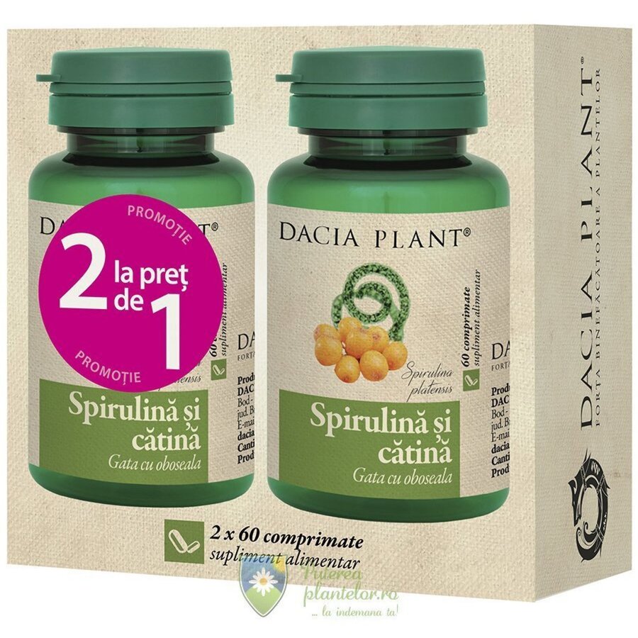 Spirulina si Catina 60 comprimate 1+1 Cadou