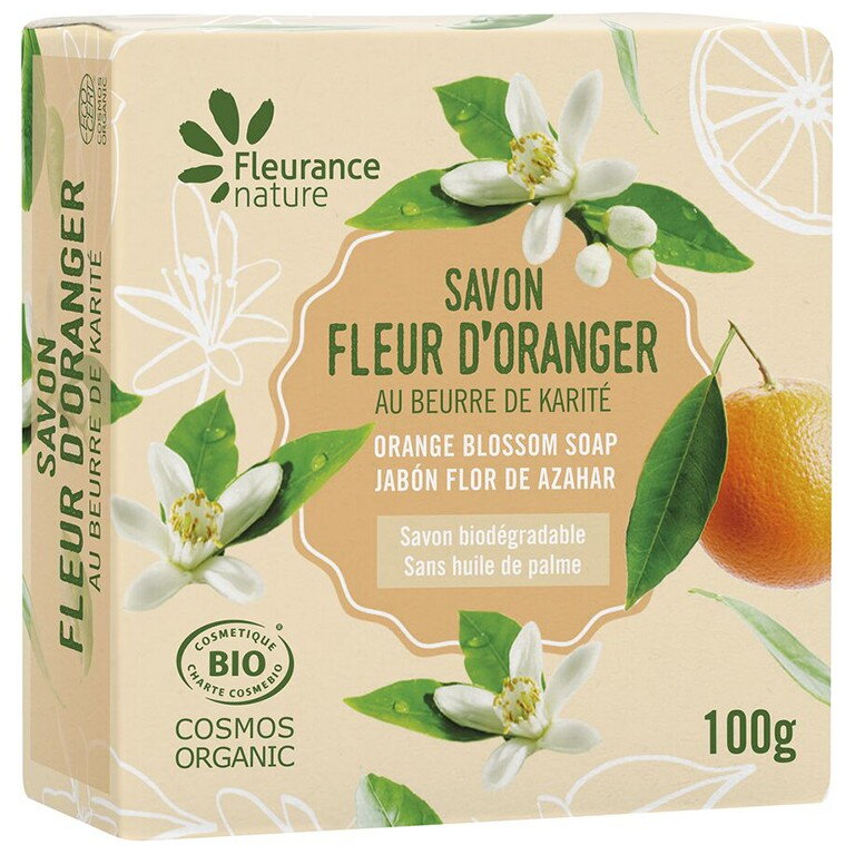 Sapun cu unt de shea si parfum de flori de portocal Royal Fleurance Nature, bio, 100g