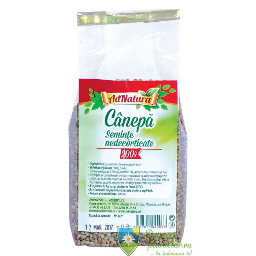 Canepa nedecorticata seminte 200 gr