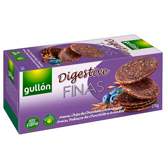 Biscuiti Digestivi cu Chipsuri de Ciocolata si Afine - Gullon Finas, 270 g