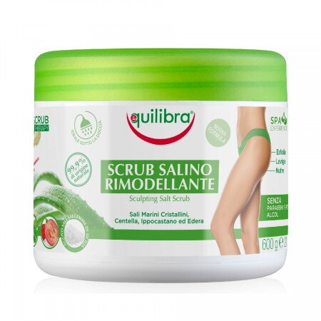 Exfoliant pentru corp, SCRUB CORPO RIMODELANTE, Equilibra, Cu saruri de la Marea Moarta, Cu Aloe Vera, Borcan 600 g