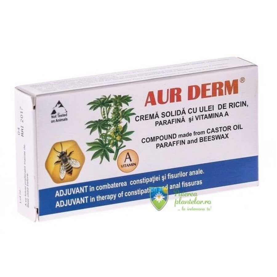 Aur Derm supozitoare ricin parafina vit A 1,5 gr