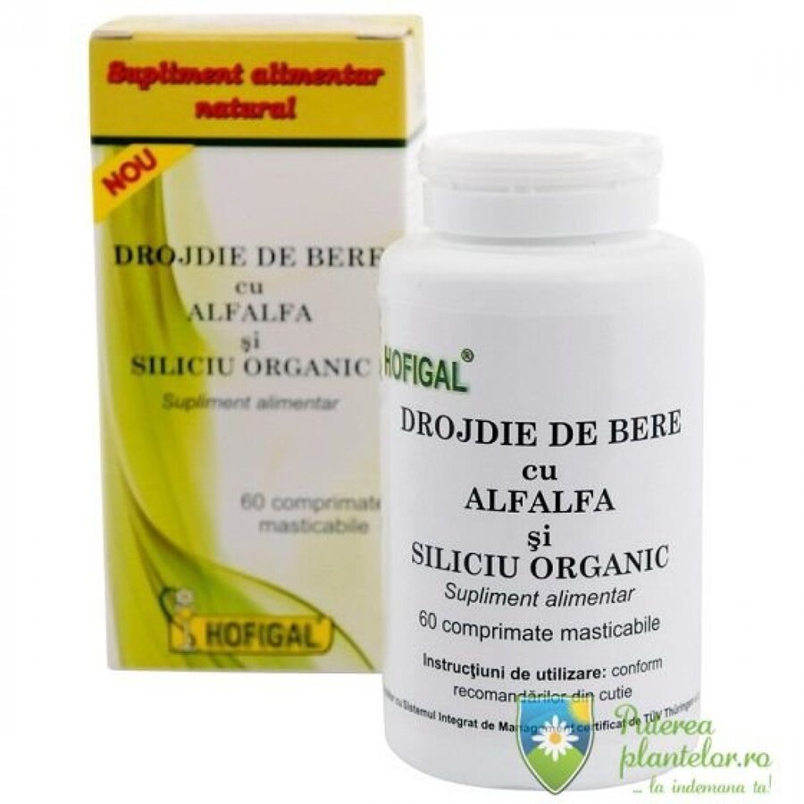 Drojdie de bere cu Siliciu organic 60 comprimate masticabile