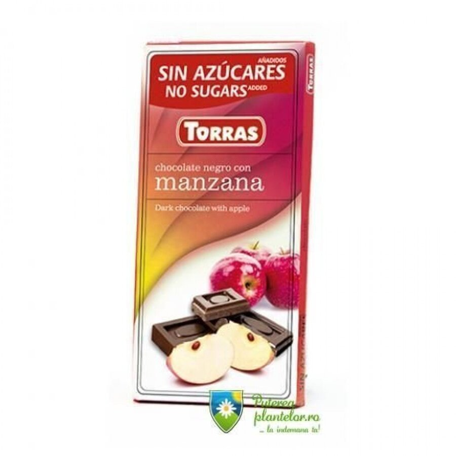 Ciocolata neagra cu mere si indulcitor 75 gr