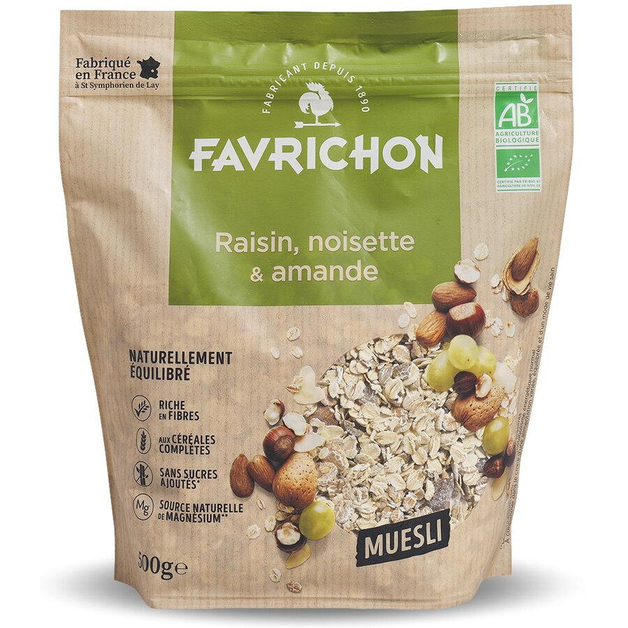 Musli fara zahar BIO traditional cu alune de padure si migdale Favrichon 500g