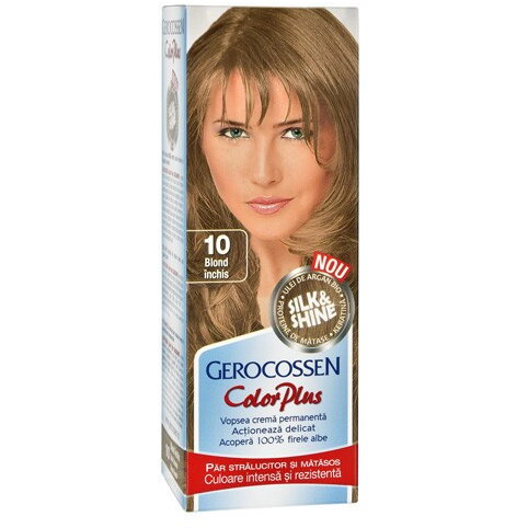 Vopsea de par Silk & Shine 10 Blond Inchis - Color Plus, 50g, Gerocossen