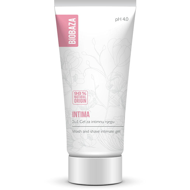 Gel intim natural 2 in 1 pentru curatarea si epilarea zonei intime, cu pH 4.0 Intima, Biobaza, 30 ml