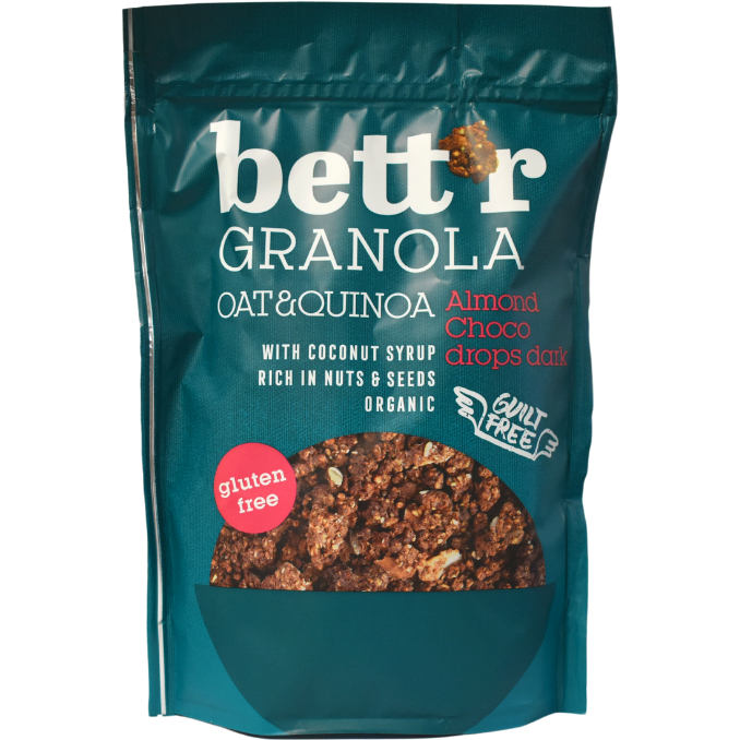 Granola cu migdale si bucati de ciocolata neagra fara gluten eco 300g Bettr