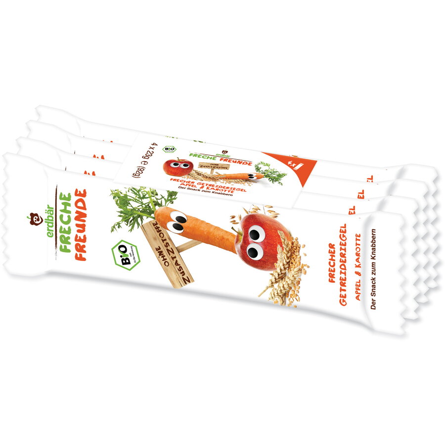 BATON DIN CEREALE CU MAR SI MORCOV BIO 4 BUC X 23G Erdbar