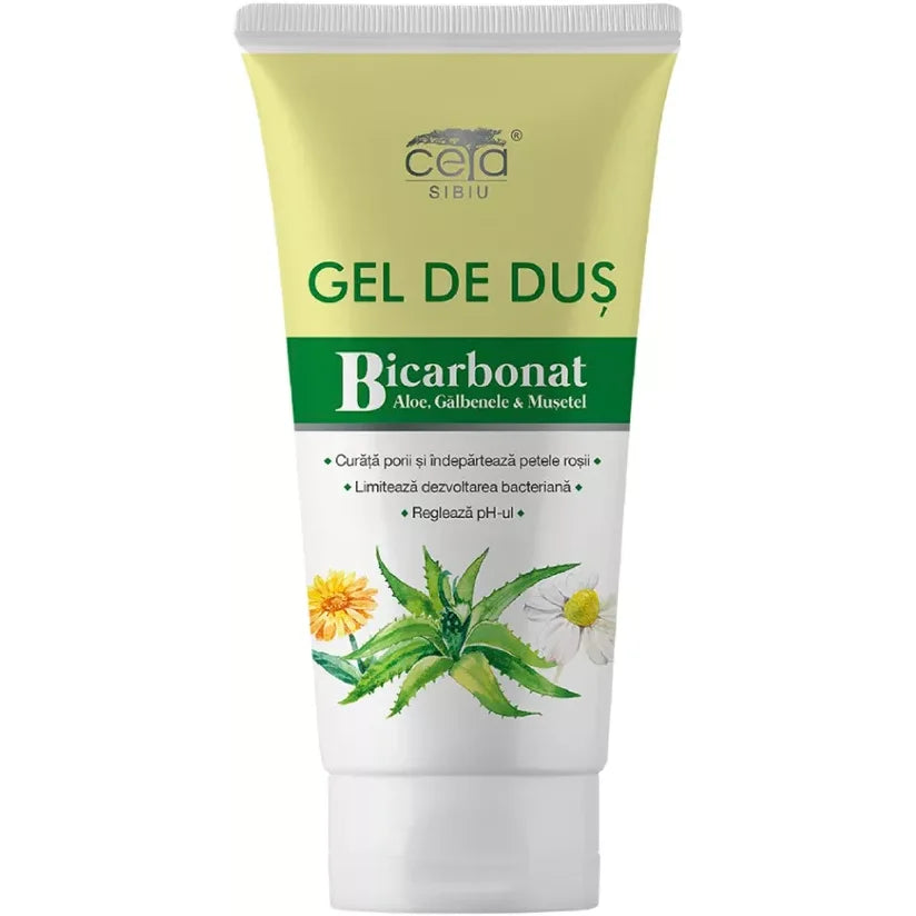 Gel de dus cu bicarbonat, aloe, galbenele si musetel, 200 ml, Ceta Sibiu