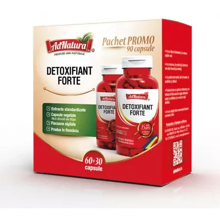 Pachet Detoxifiant Forte, 60 + 30 capsule, AdNatura