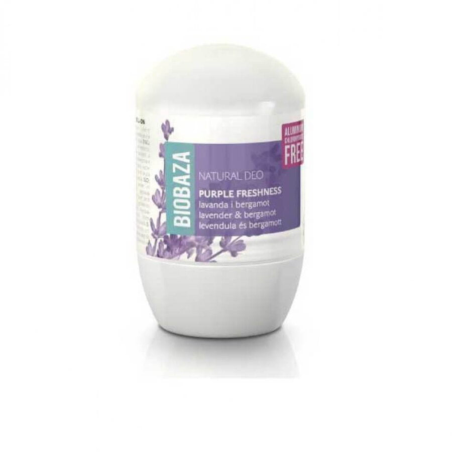 Deodorant natural pe baza de piatra de alaun pentru femei PURPLE FRESHNESS (lavanda si bergamota), Biobaza, 50 ml