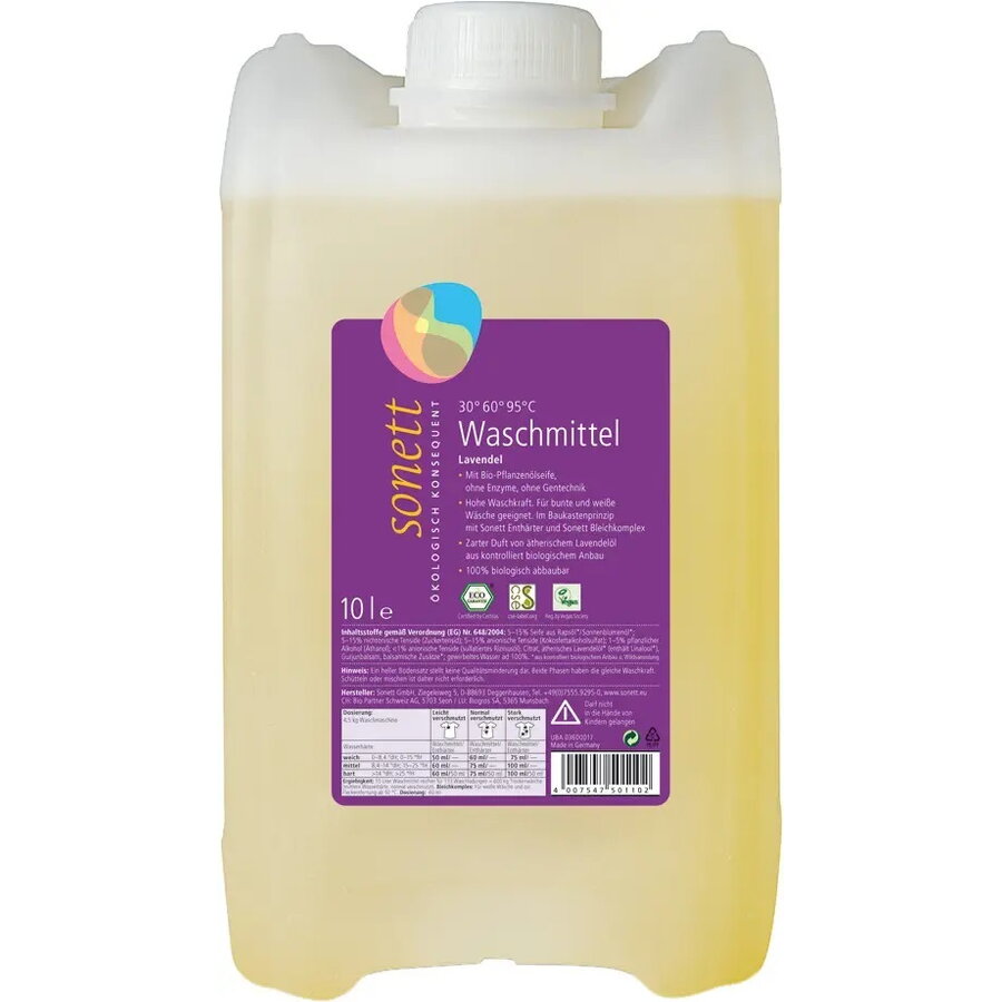 Detergent Lichid pentru Rufe Albe si Colorate cu Lavanda Ecologic/Bio 10L SONETT