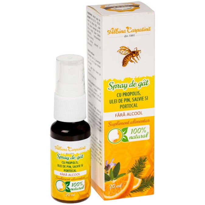 Spray de gat cu Propolis, pin, salvie fara alcool 20 ml